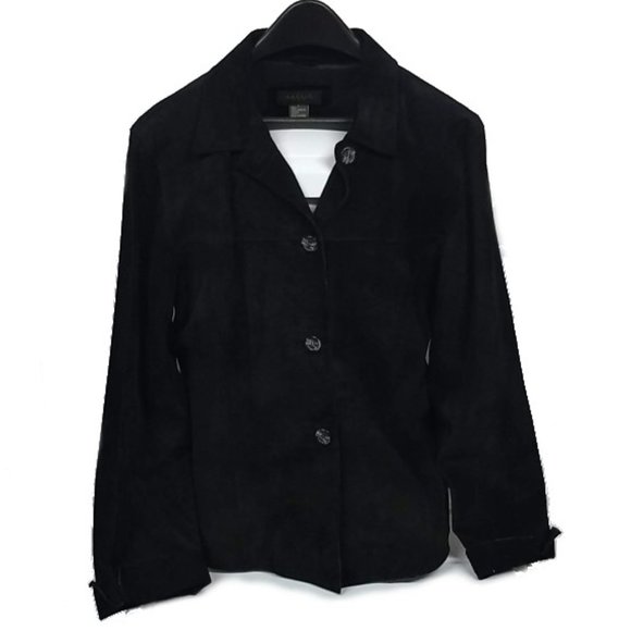 Black Suede Jacket Size L - Picture 1 of 4